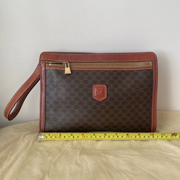 Celine Vintage Macadam leather brown clutch - Picture 1 of 7